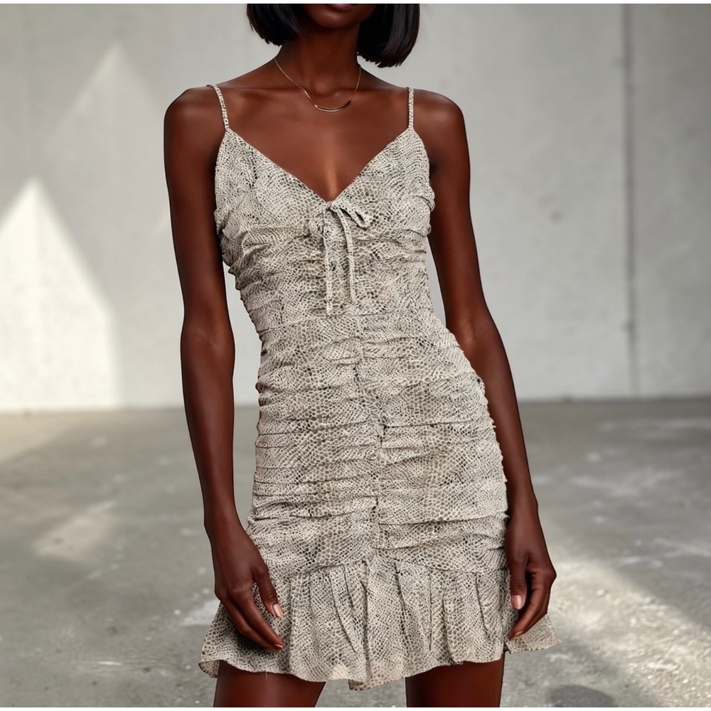 The‎ East Order Thomsene Ruched Snake Print Mini Dress size Small